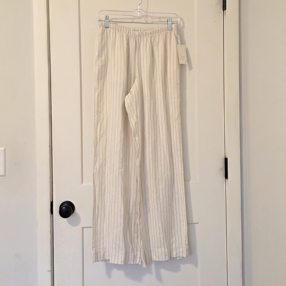 A New Day Striped Cream Wide-Leg Pants